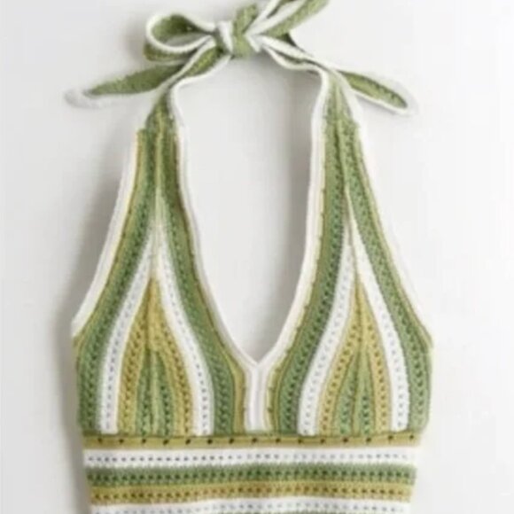 Hollister Crochet Halter Top Size Small Boho Retro - Picture 10 of 10